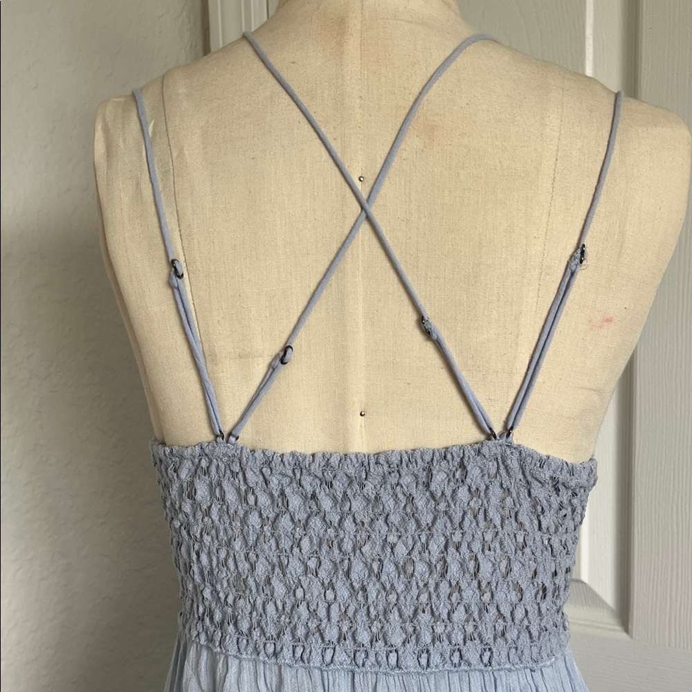 Free People Lace Trim Light blue Mini Dress - Picture 8 of 12